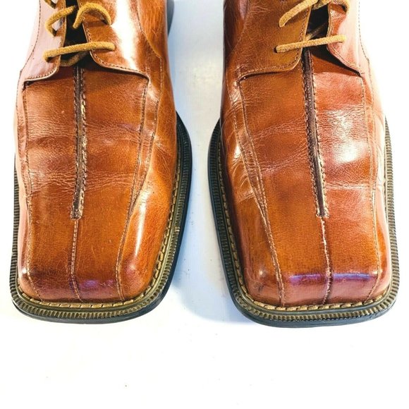 Giorgio V Mens Brown 10 D Leather Dress‎ Lace Up Square Toe Oxford Shoes - Picture 5 of 12